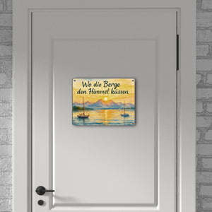 Alpenblick Starnberger See Wo die Berge den Himmel küssen Metallschild in 15x20 cm
