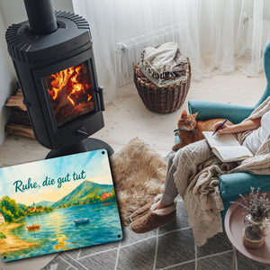 Ruhe, die gut tut Aquarell Tegernsee Metallschild in 15x20 cm