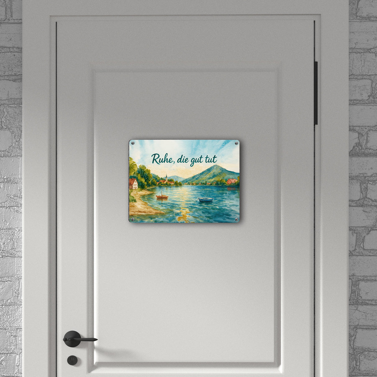 Ruhe, die gut tut Aquarell Tegernsee Metallschild in 15x20 cm