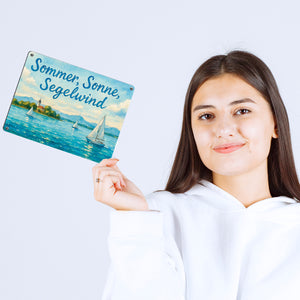 Chiemsee Sommer, Sonne, Segelwind Metallschild in 15x20 cm