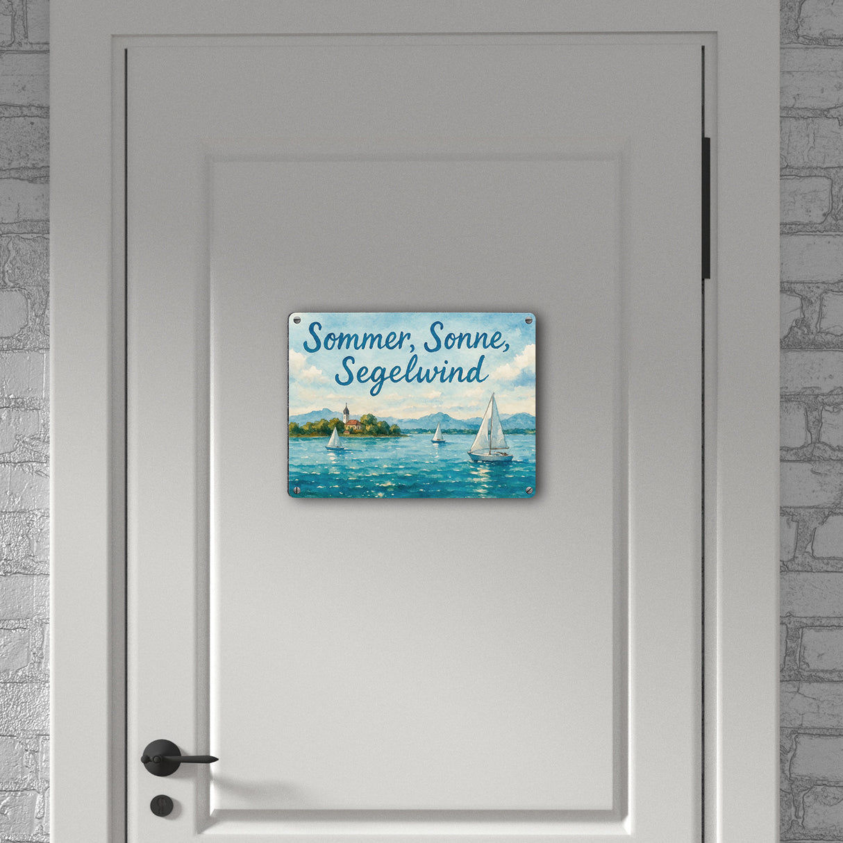 Chiemsee Sommer, Sonne, Segelwind Metallschild in 15x20 cm