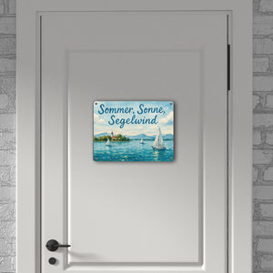 Chiemsee Sommer, Sonne, Segelwind Metallschild in 15x20 cm