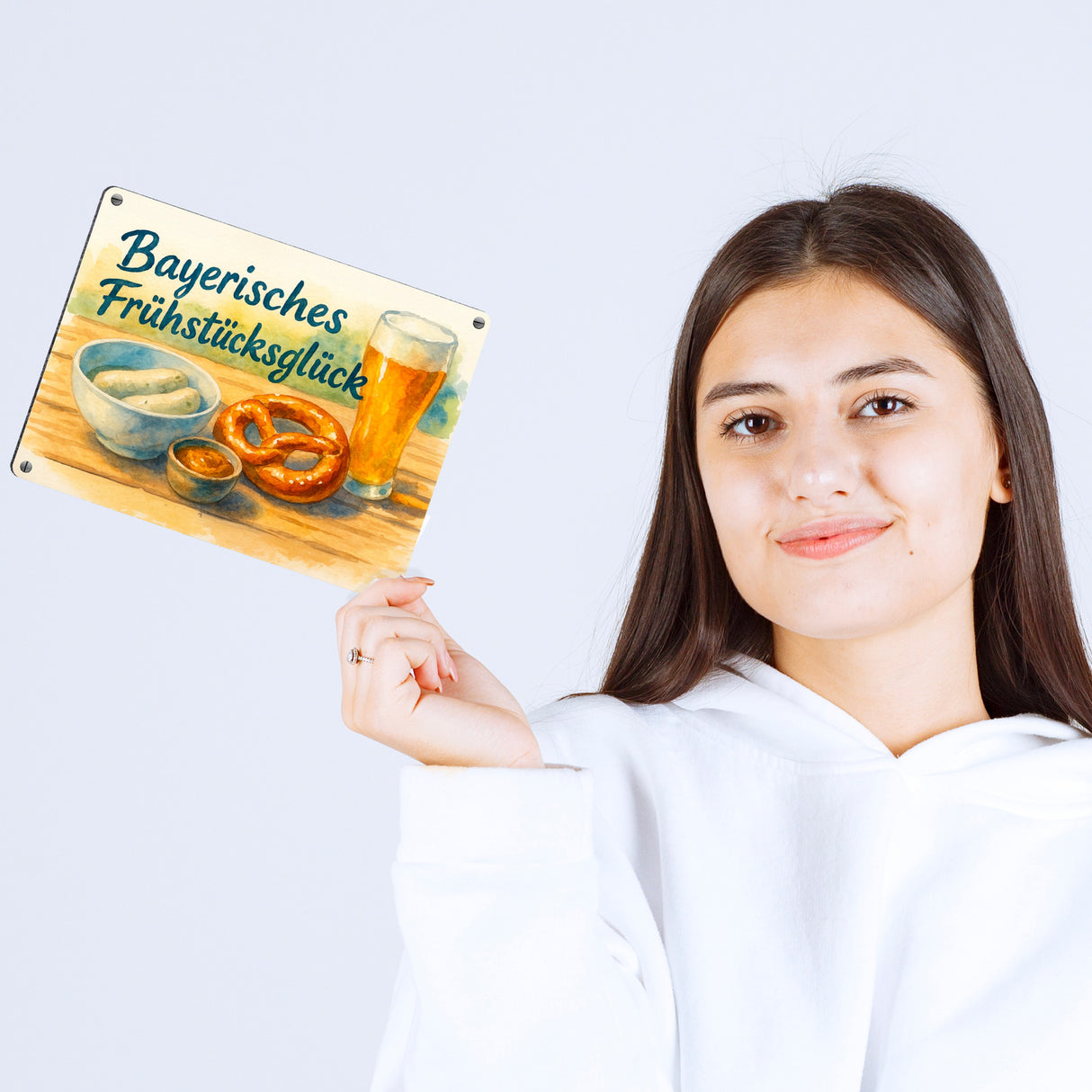 Bayerisches Frühstück Frühstücksglück Metallschild in 15x20 cm