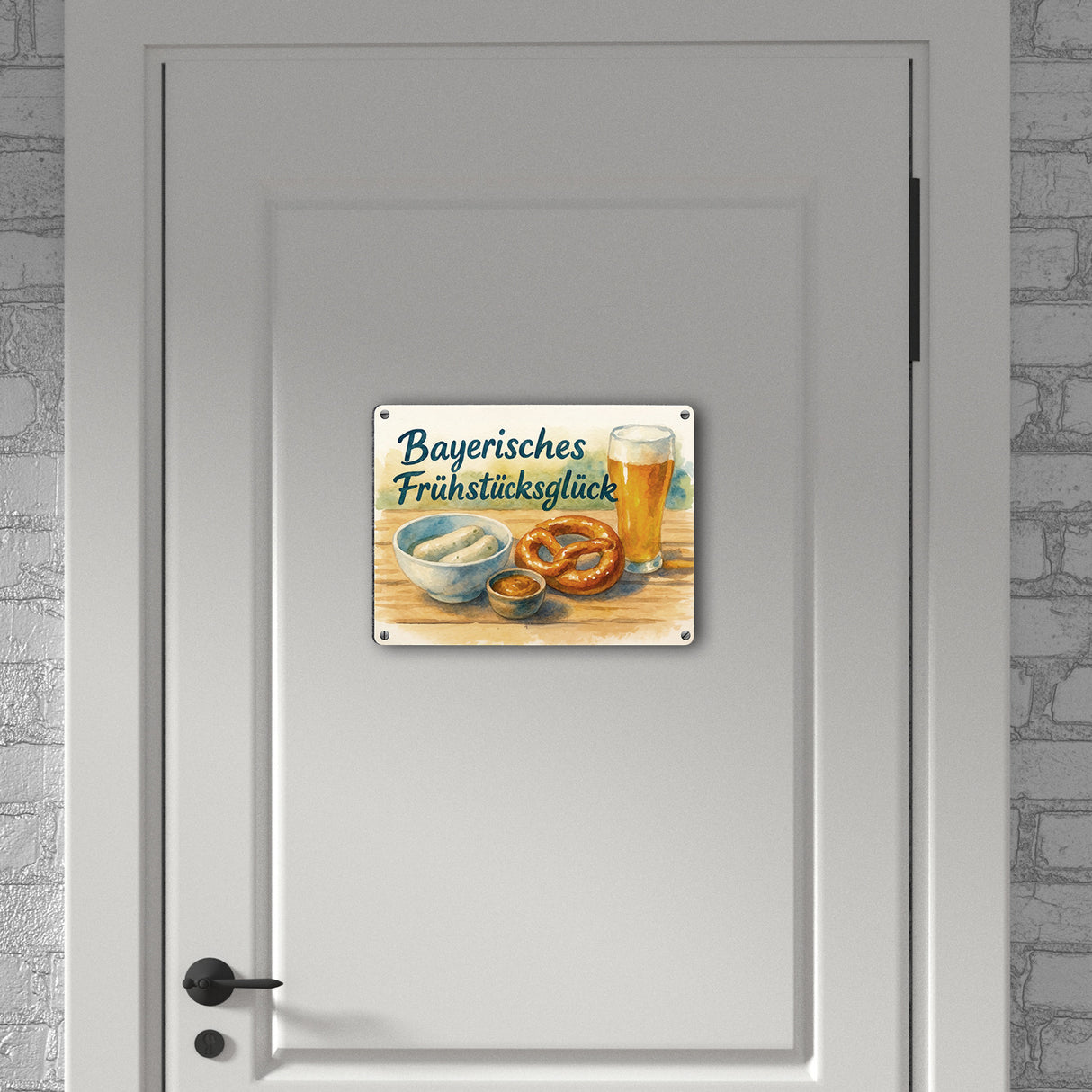 Bayerisches Frühstück Frühstücksglück Metallschild in 15x20 cm