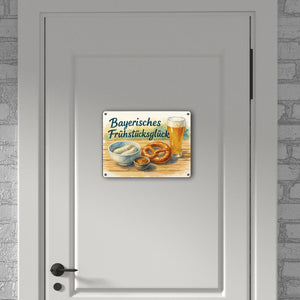 Bayerisches Frühstück Frühstücksglück Metallschild in 15x20 cm