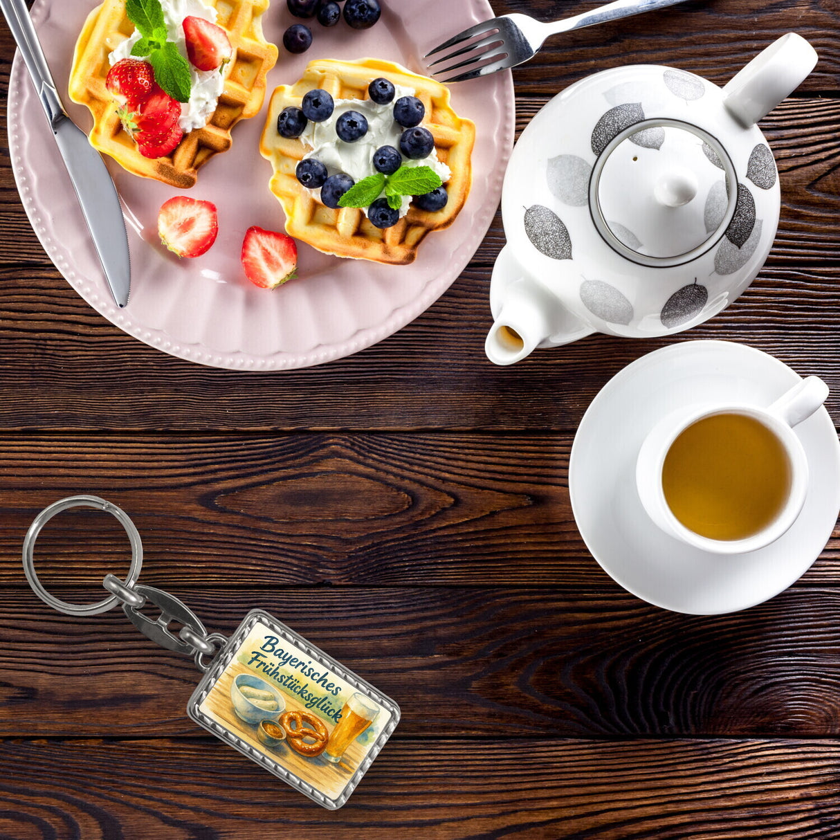 Bayerisches Frühstück Frühstücksglück Schlüsselanhänger