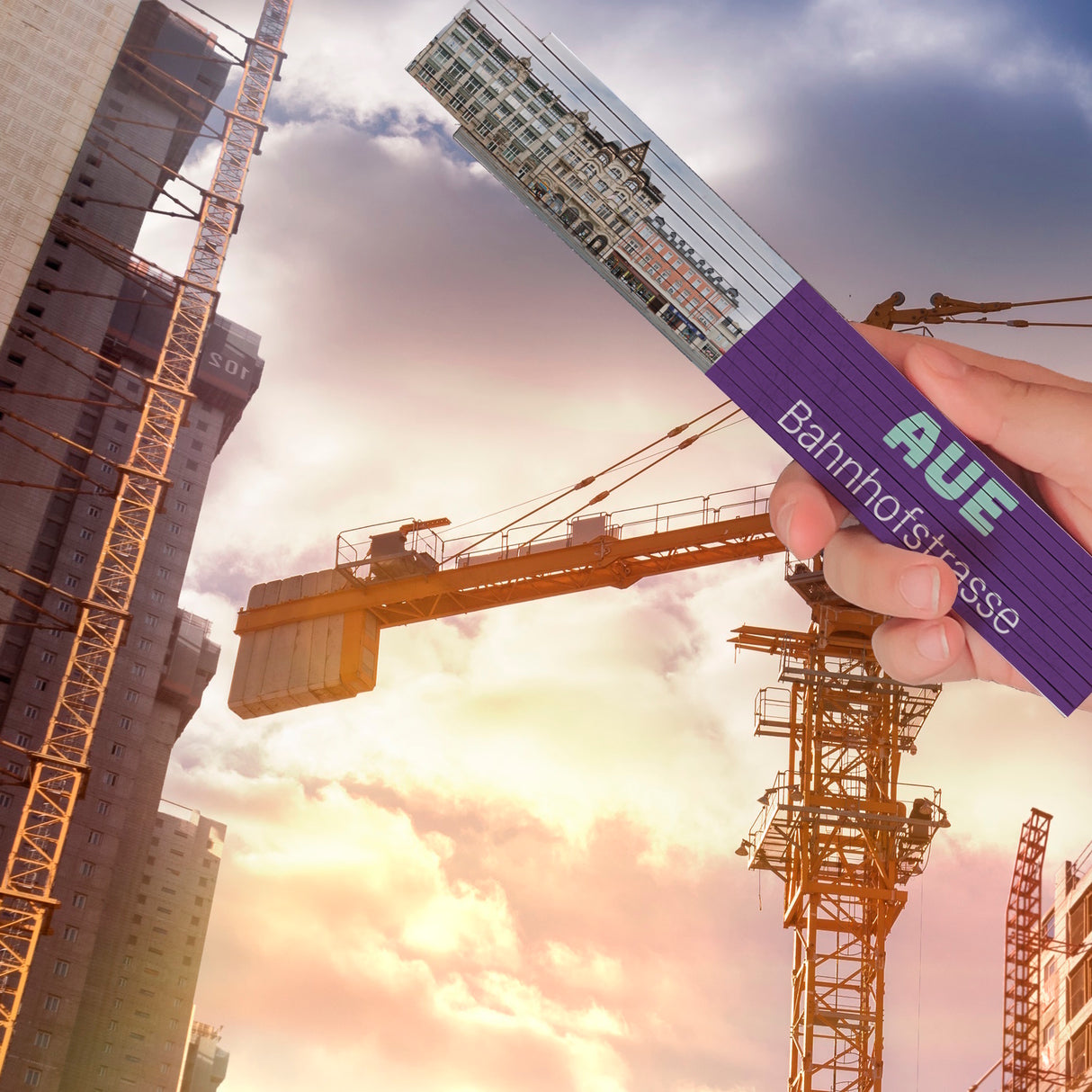 streetline Aue Bahnhofstrasse Meterstab aus Holz