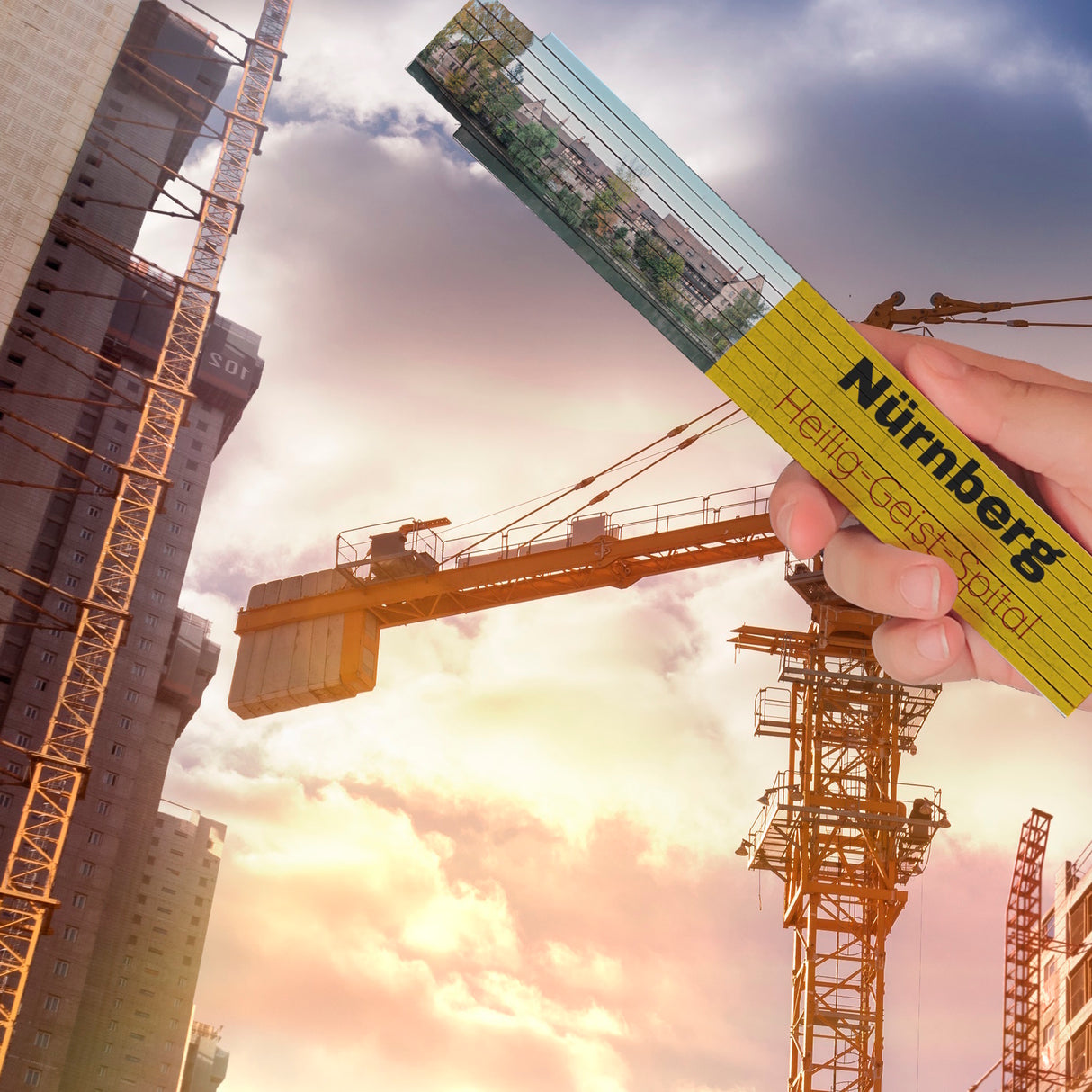 streetline Nürnberg Heilig-Geist-Spital Meterstab aus Holz