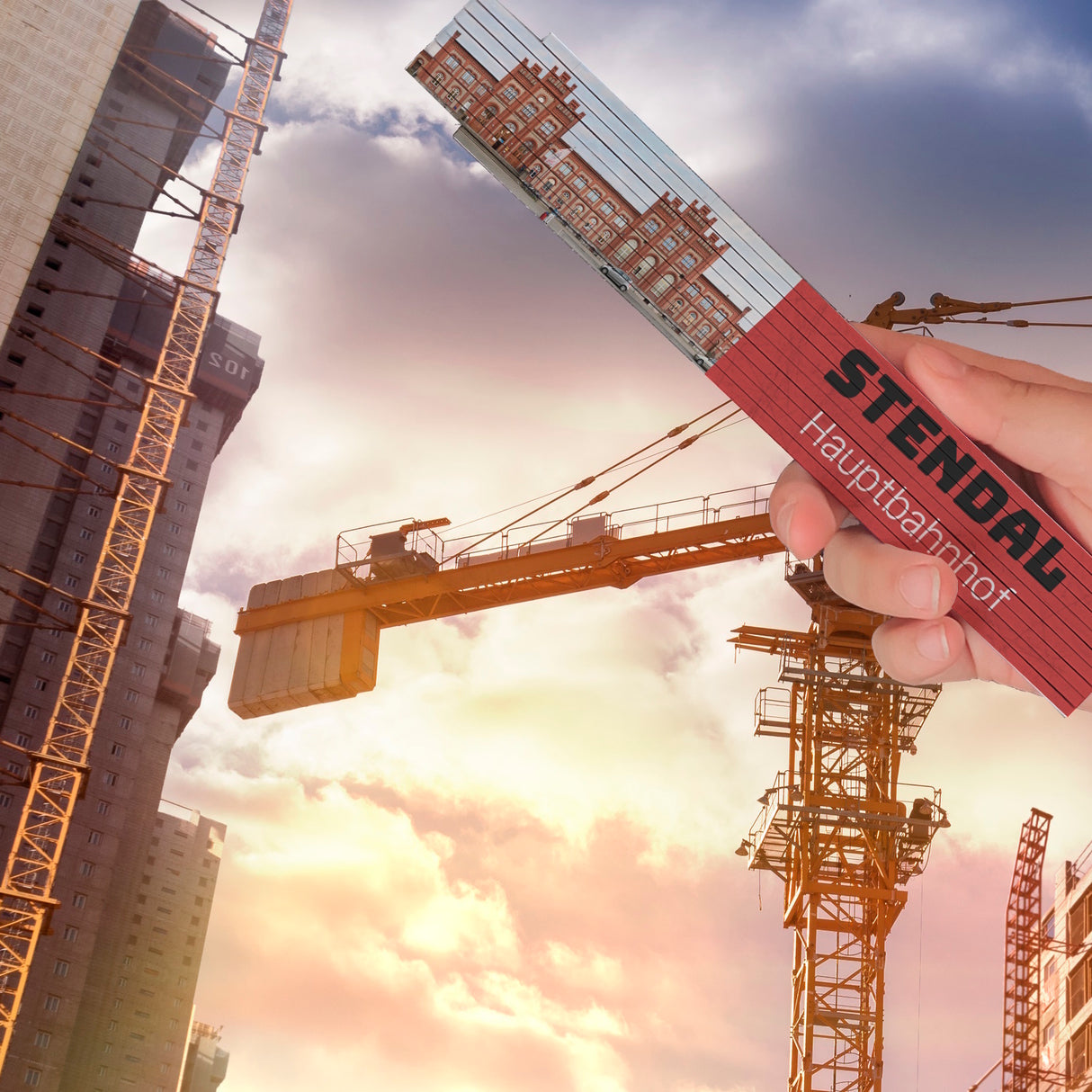 streetline Stendal Hauptbahnhof Meterstab aus Holz