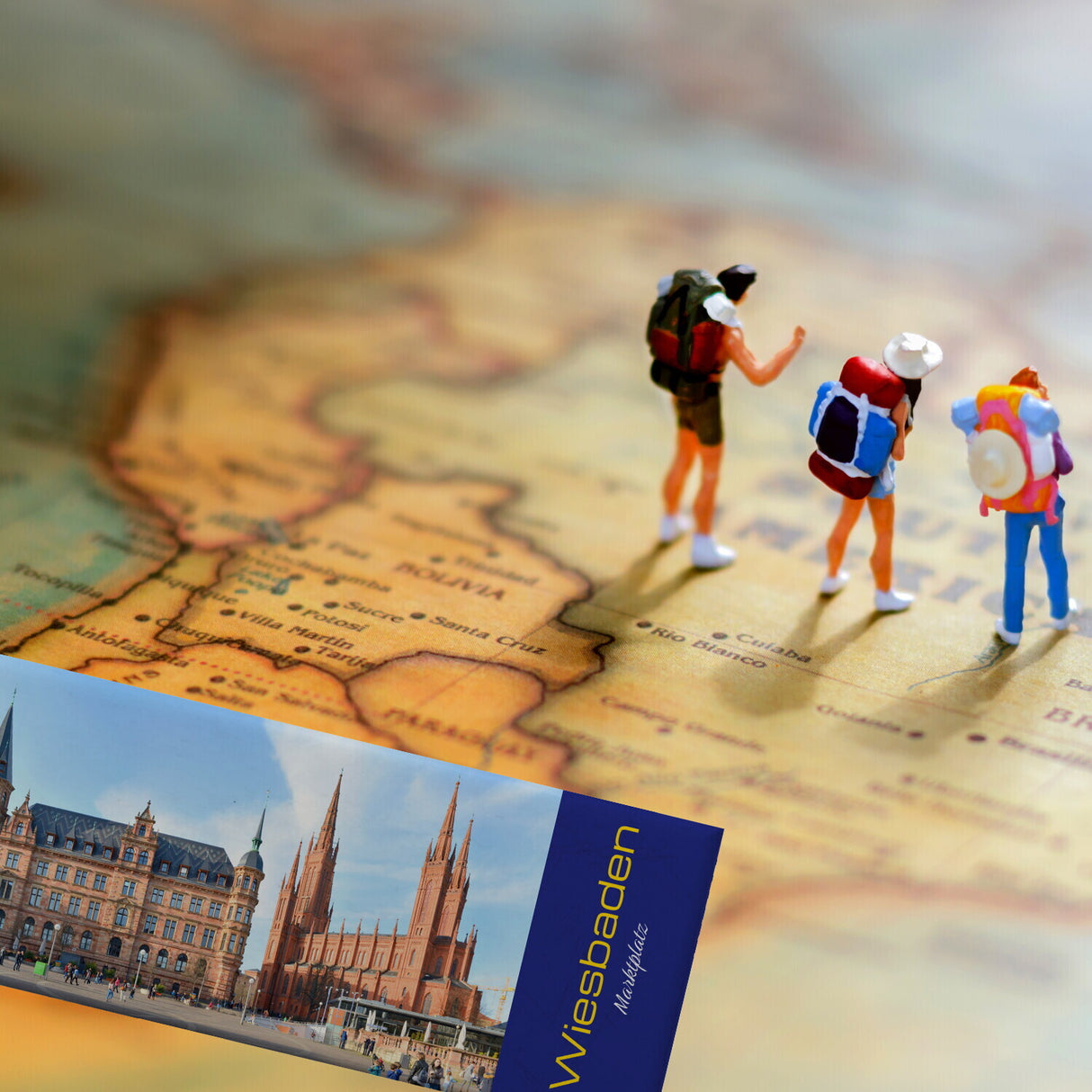 streetline Wiesbaden Marktplatz Panorama Souvenir Magnet