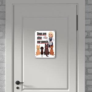 Hunde im Restaurant Metallschild in 15x20 cm mit Spruch: Dogs are also our guests
