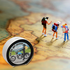 Bikerin Spardose mit Spruch: Time to unleash girl power