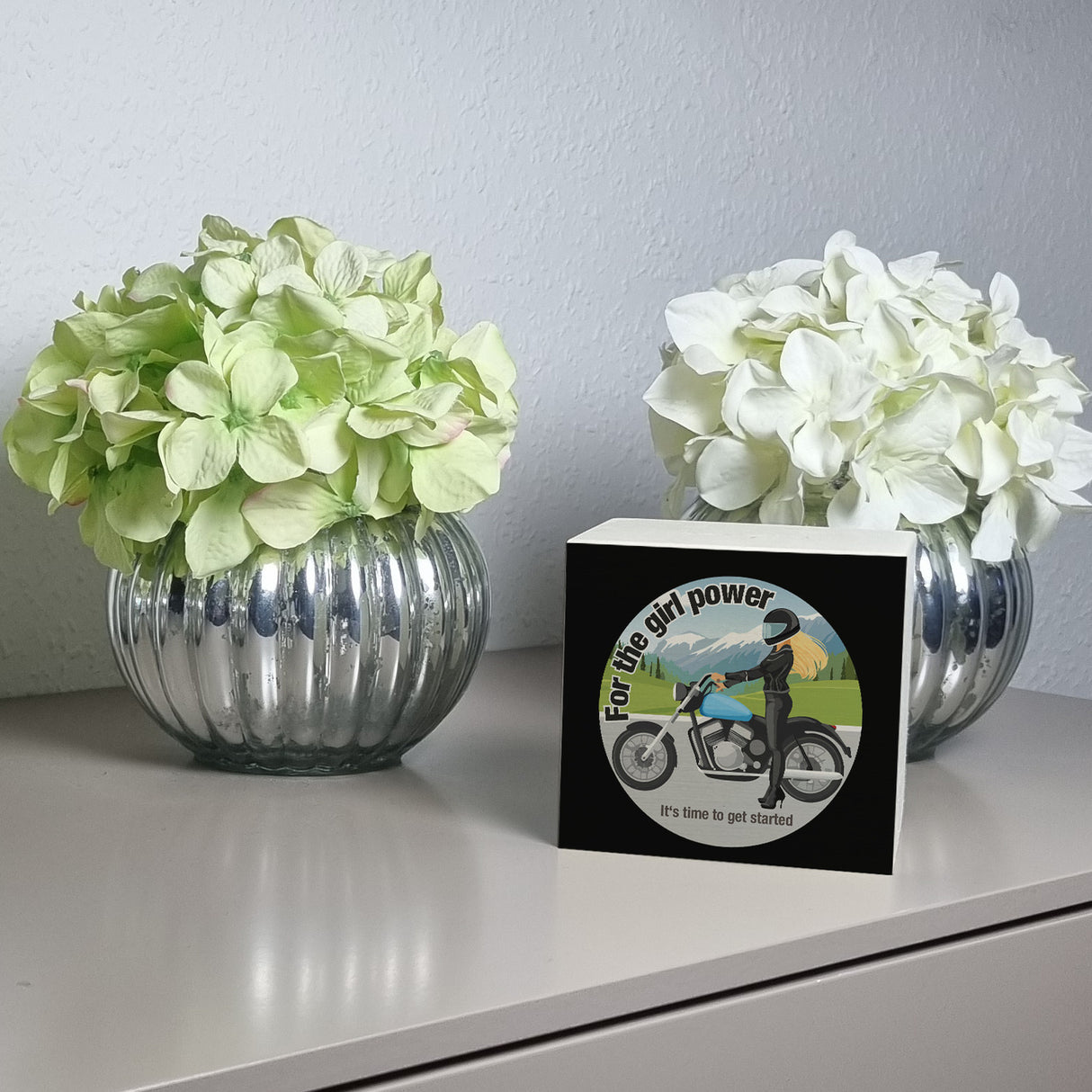 Bikerin Spardose mit Spruch: Time to unleash girl power