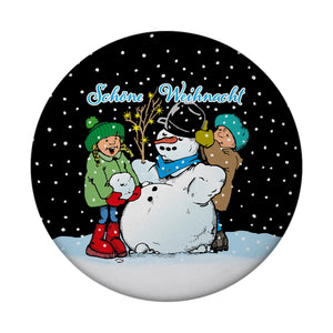 Schneemann Magnet rund mit Spruch: Frohe Weihnacht