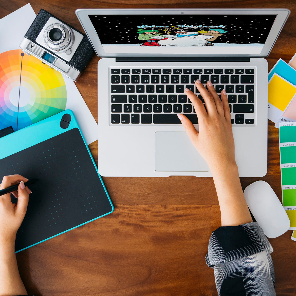 Schneemann Magnet rund mit Spruch: Frohe Weihnacht