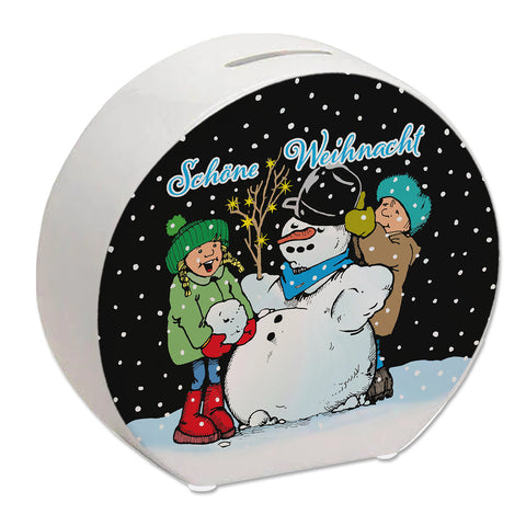 Schneemann Spardose mit Spruch: Frohe Weihnacht