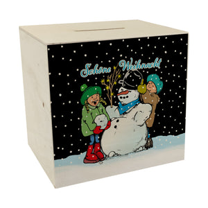 Schneemann Spardose mit Spruch: Frohe Weihnacht
