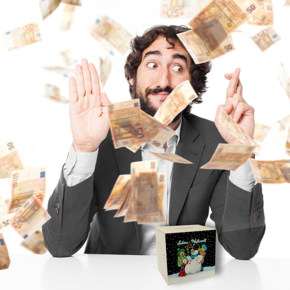 Schneemann Spardose mit Spruch: Frohe Weihnacht