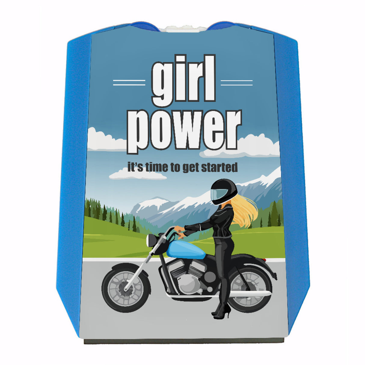 Bikerin Parkscheibe mit Spruch: Girl power. Its time to get started