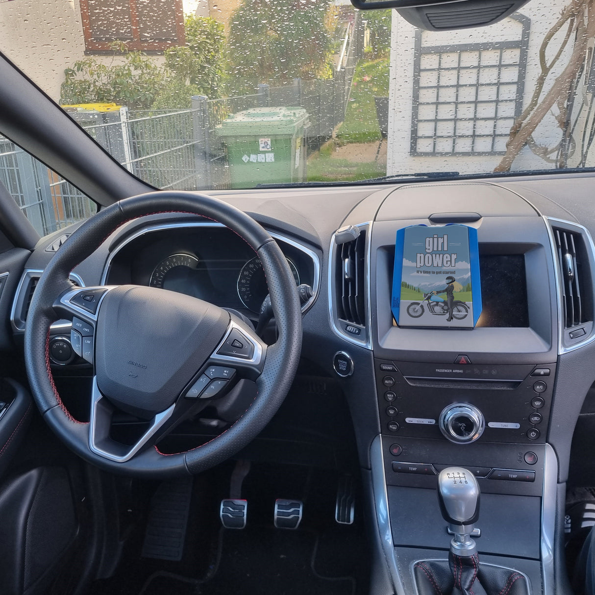 Bikerin Parkscheibe mit Spruch: Girl power. Its time to get started