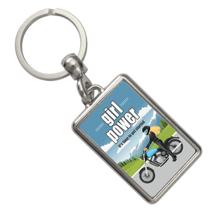 Bikerin Schlüsselanhänger mit Spruch: girl power. Its time to get started