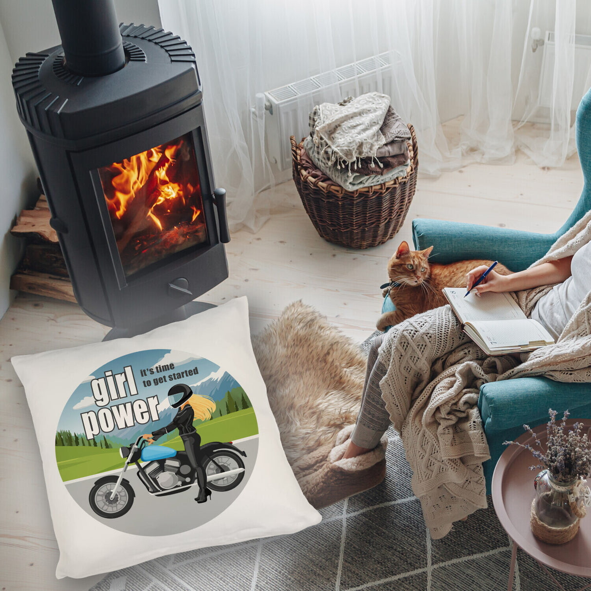 Bikerin Kissen mit Spruch: girl power. Its time to get started