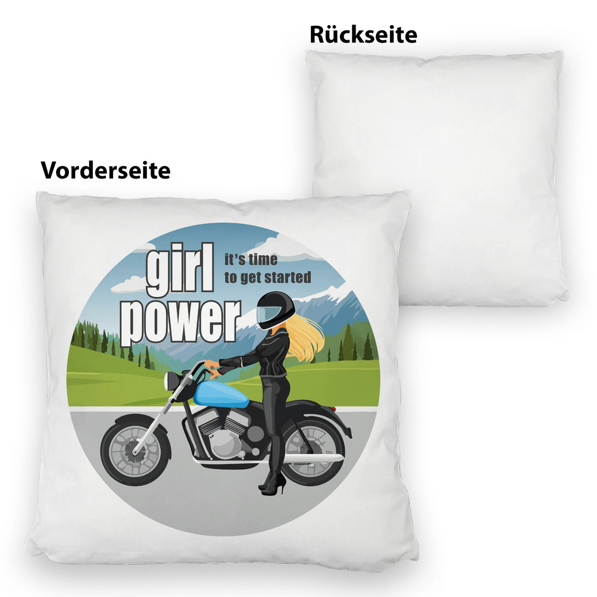Bikerin Kissen mit Spruch: girl power. Its time to get started