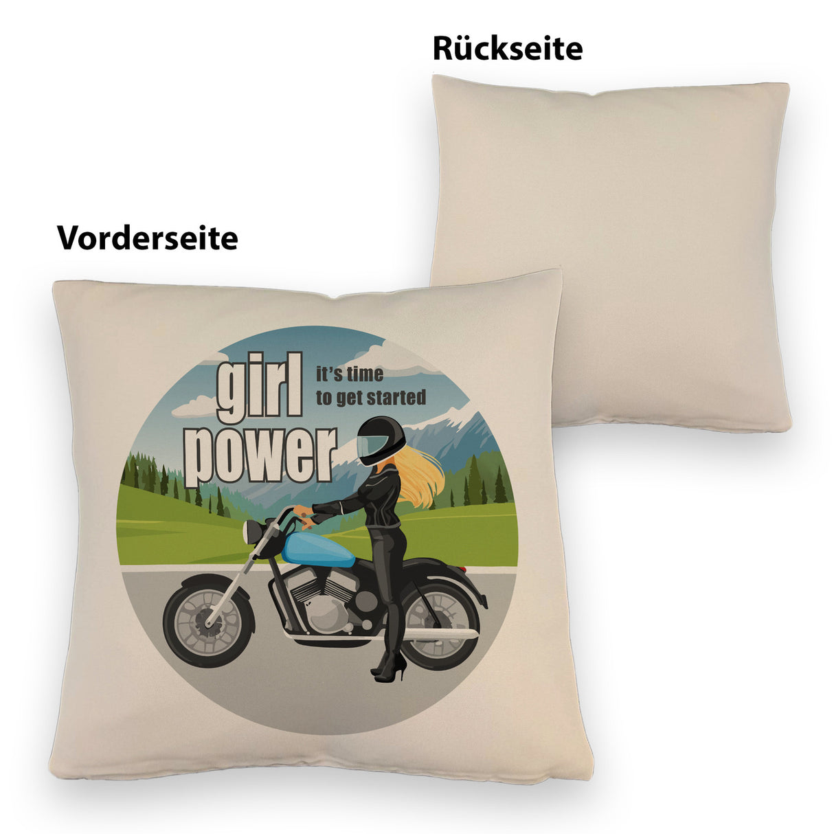 Bikerin Kissen mit Spruch: girl power. Its time to get started