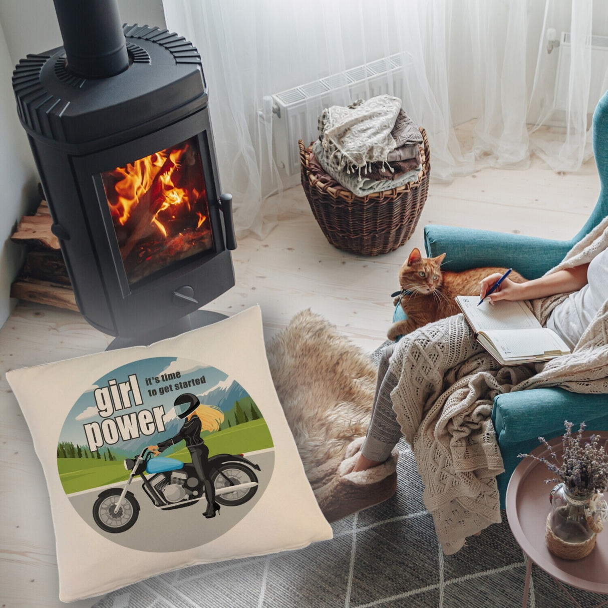 Bikerin Kissen mit Spruch: girl power. Its time to get started