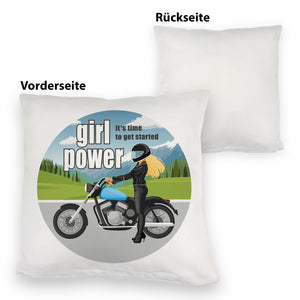 Bikerin Kissen mit Spruch: girl power. Its time to get started