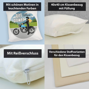 Bikerin Kissen mit Spruch: girl power. Its time to get started