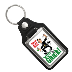 Schornsteinfeger Schlüsselanhänger mit Spruch: Wünsch dir von Herzen viel Glück