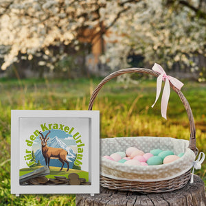 Steinbock Spardose mit Spruch: Für den Kraxel Urlaub