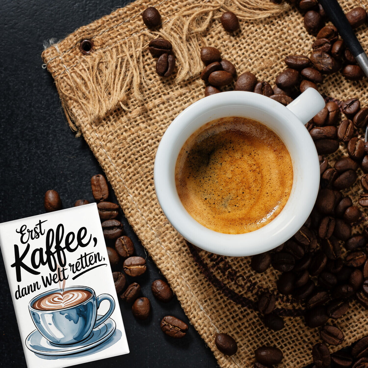 Erst Kaffee, dann Welt retten Herz Kaffee Souvenir Magnet