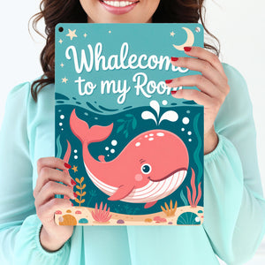 Pinker Wal Metallschild in 15x20 cm Whalecome to my room