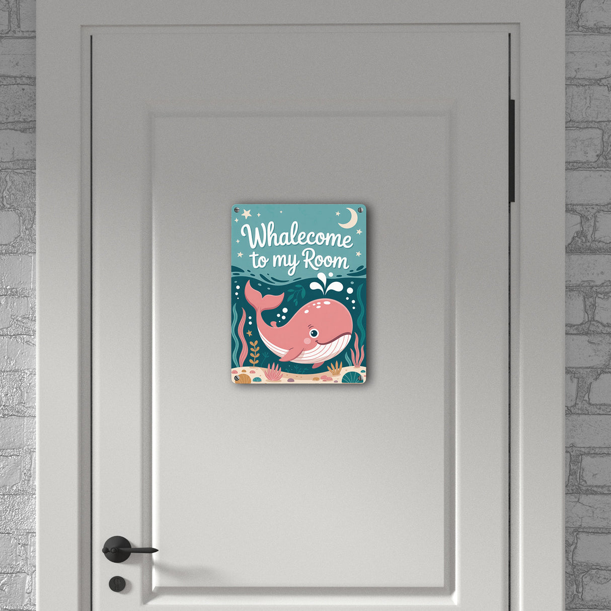 Pinker Wal Metallschild in 15x20 cm Whalecome to my room