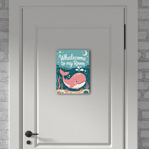 Pinker Wal Metallschild in 15x20 cm Whalecome to my room