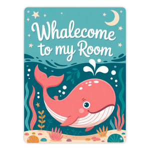 Pinker Wal Metallschild in 15x20 cm Whalecome to my room