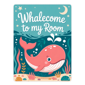 Pinker Wal Metallschild in 15x20 cm Whalecome to my room
