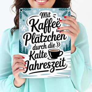 Winterliches Kaffee und Plätzchen Metallschild in 15x20 cm