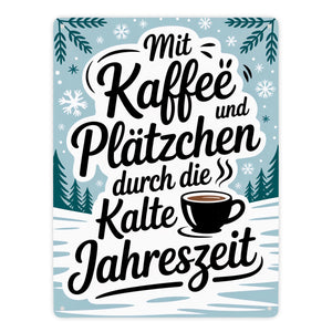 Winterliches Kaffee und Plätzchen Metallschild in 15x20 cm