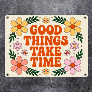 Floral Vintage GOOD THINGS Metallschild in 15x20 cm Retro-Deko