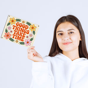 Floral Vintage GOOD THINGS Metallschild in 15x20 cm Retro-Deko