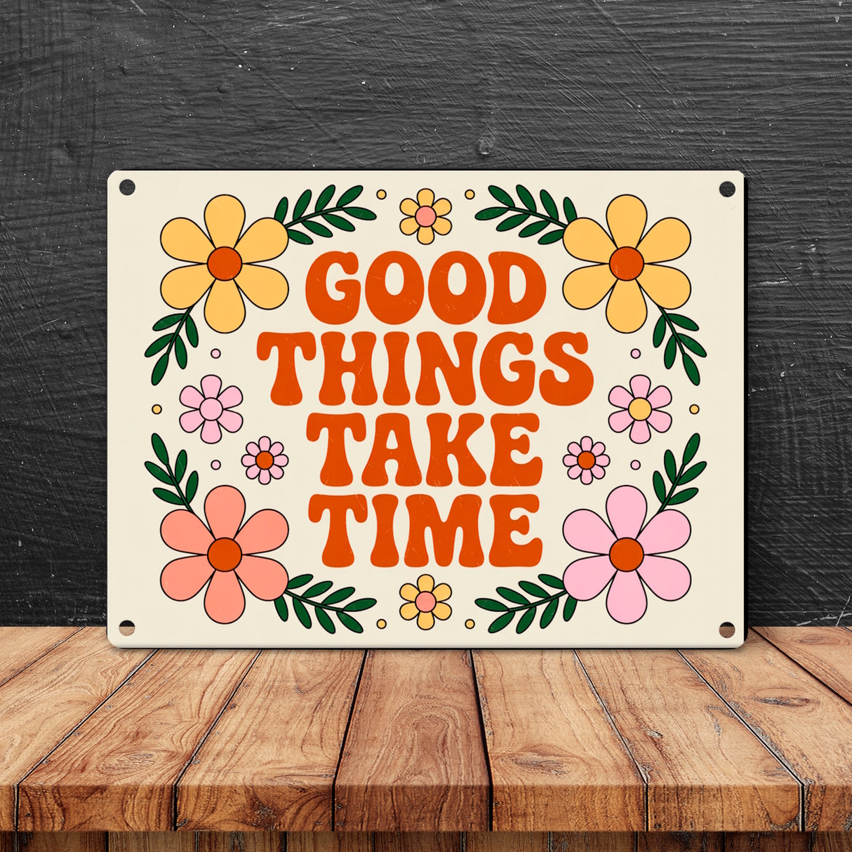 Floral Vintage GOOD THINGS Metallschild in 15x20 cm Retro-Deko