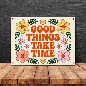 Floral Vintage GOOD THINGS Metallschild in 15x20 cm Retro-Deko