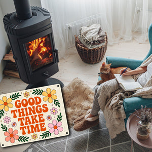 Floral Vintage GOOD THINGS Metallschild in 15x20 cm Retro-Deko