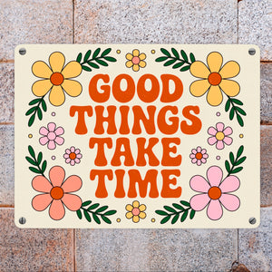 Floral Vintage GOOD THINGS Metallschild in 15x20 cm Retro-Deko