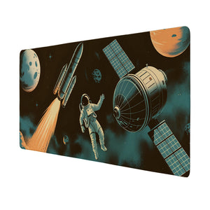Raketenstart Astronaut Schreibtischunterlage 69x31cm XXL Mauspad für Weltraumfans