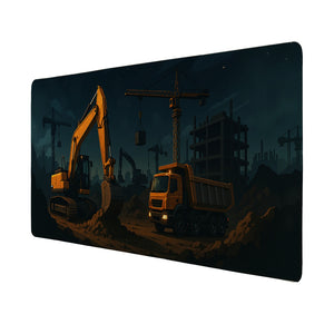 Baukran und Bagger Schreibtischunterlage 69x31cm XXL Mauspad für Baustellenfans