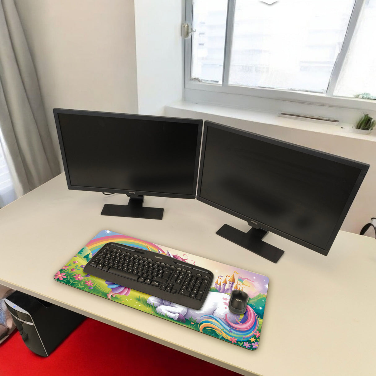 Fee Einhorn Schreibtischunterlage 69x31cm XXL Mauspad für Fantasie-Liebhaber